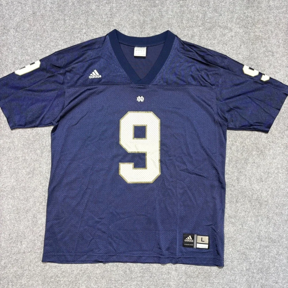 Adidas Notre Dame Fighting Irish Jersey Navy Blue Mens Large Number 9 Football